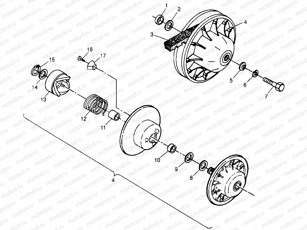 DRIVEN CLUTCH Sport 400L W97BA38C and Trail Blazer W97BA25C (4940124012B014) | DRIVEN CLUTCH Sport 400L W97BA38C and Trail Blazer W97BA25C (4940124012B014)