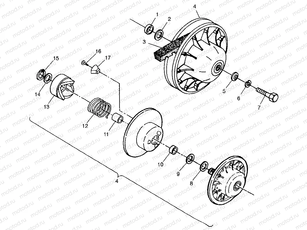 DRIVEN CLUTCH Sportsman 400L W97AC38C (4939673967C002) | DRIVEN CLUTCH Sportsman 400L W97AC38C (4939673967C002)