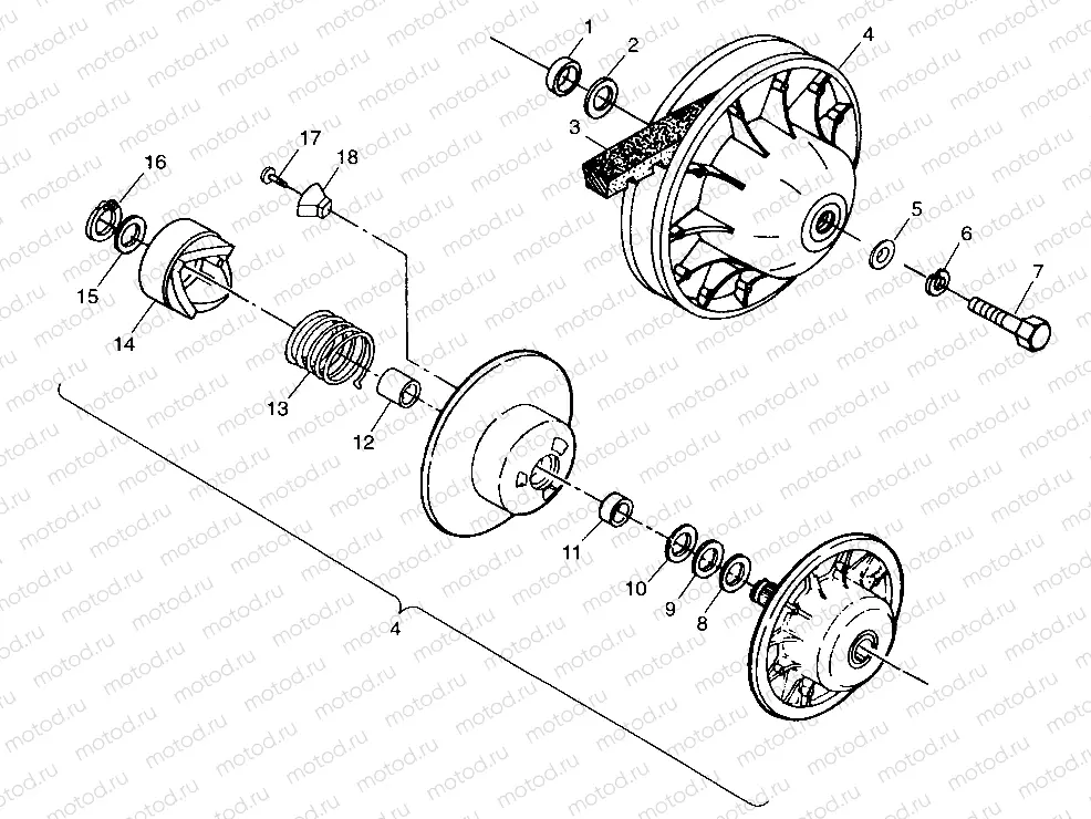 DRIVEN CLUTCH XPLORER 300 W98CC28C (4945264526C004) | DRIVEN CLUTCH XPLORER 300 W98CC28C (4945264526C004)