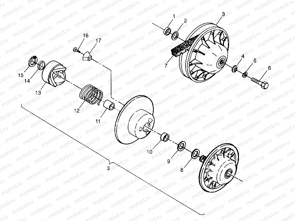 DRIVEN CLUTCH  XPLORER 500 W97CD50A (4941354135C004) | DRIVEN CLUTCH  XPLORER 500 W97CD50A (4941354135C004)