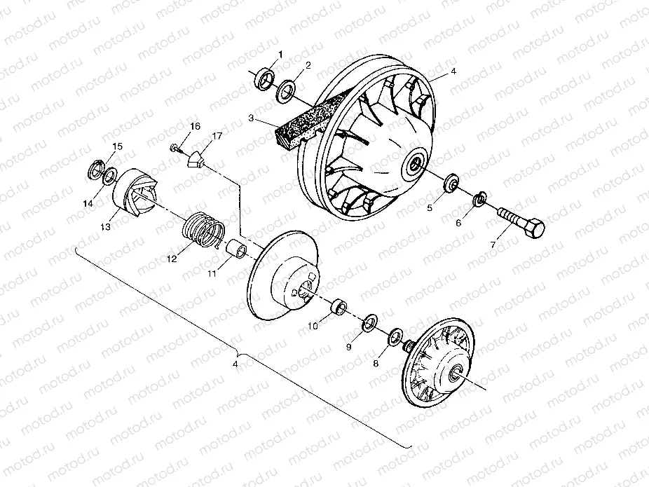 DRIVEN CLUTCH XPRESS 300 W97CA28C and  XPRESS 400L W97CA38C (4939603960C006) | DRIVEN CLUTCH XPRESS 300 W97CA28C and  XPRESS 400L W97CA38C (4939603960C006)