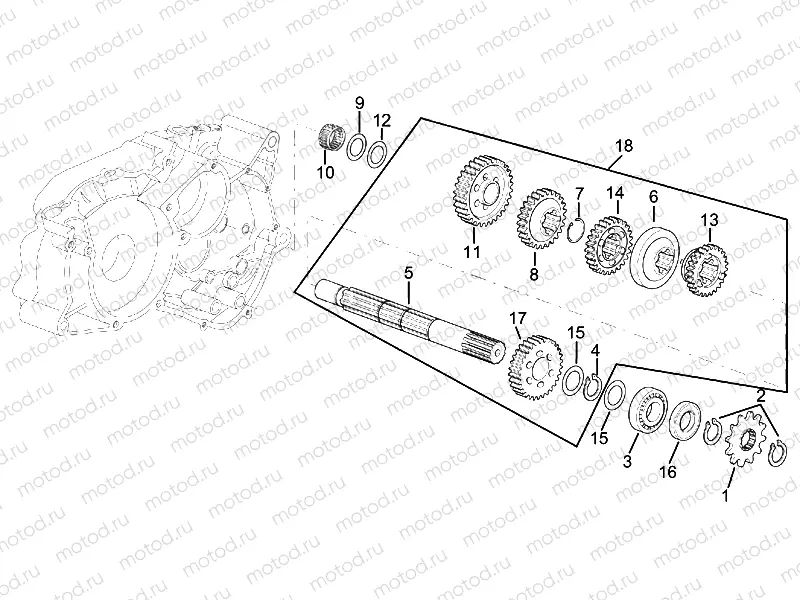 Driven shaft 4 speed gearbox