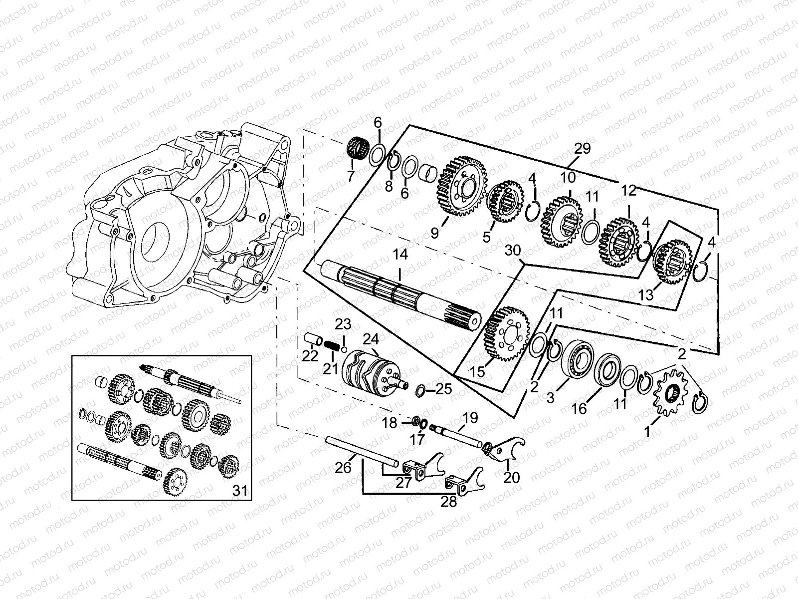 Driven shaft - 6 GEARS