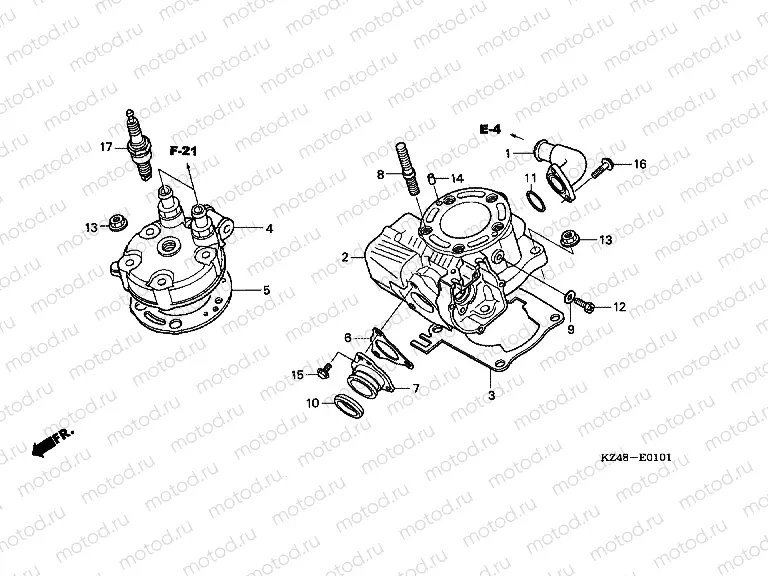 E-1-1 CYLINDER / CYLINDER HEAD (CR125R4)