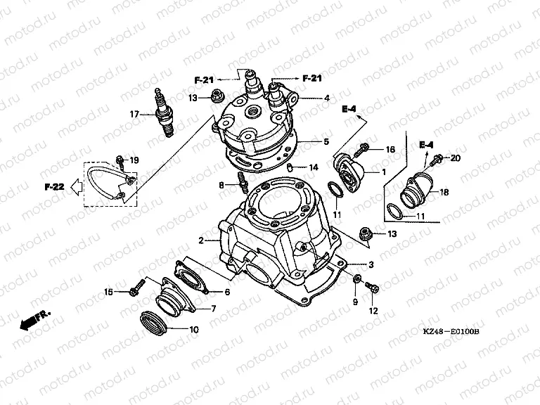 E-1 CYLINDER / CYLINDER HEAD (CR125R2,3)