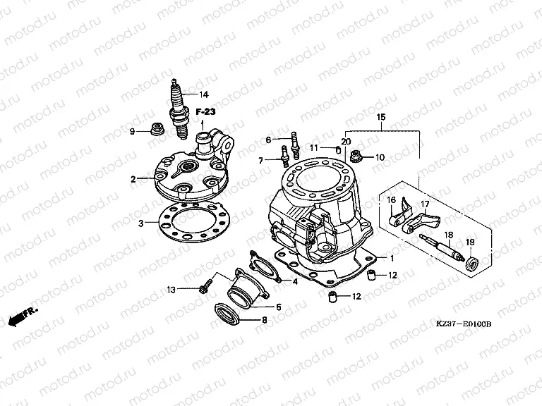 E-1 CYLINDER / CYLINDER HEAD (CR250R2-4)