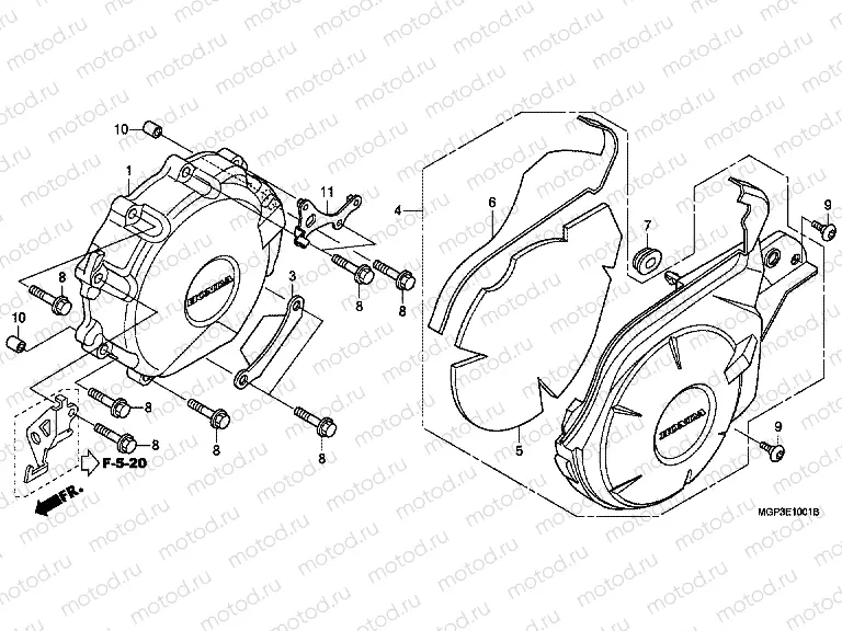E-10-1 A.C. GENERATOR COVER (CBR1000RRE-MA / RA / SA)