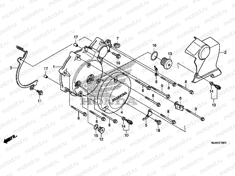 E-10-1 LEFT CRANKSHAFT COVER (VT750S)