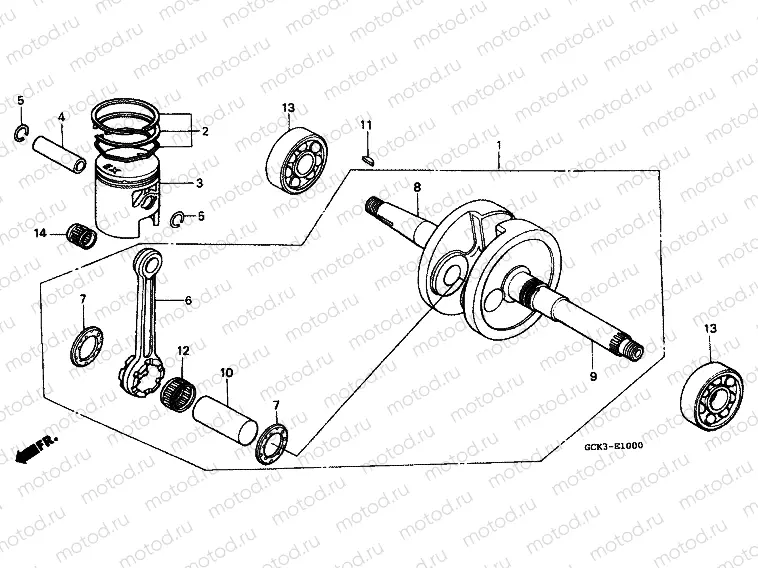 E-10 CRANKSHAFT / PISTON