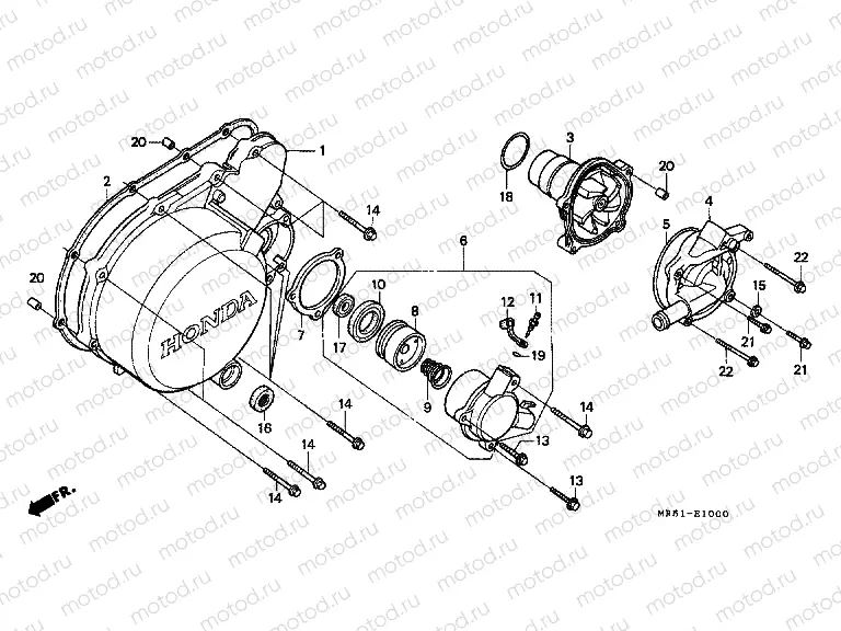 E-10 LEFT CRANKCASE COVER/ WATER PUMP