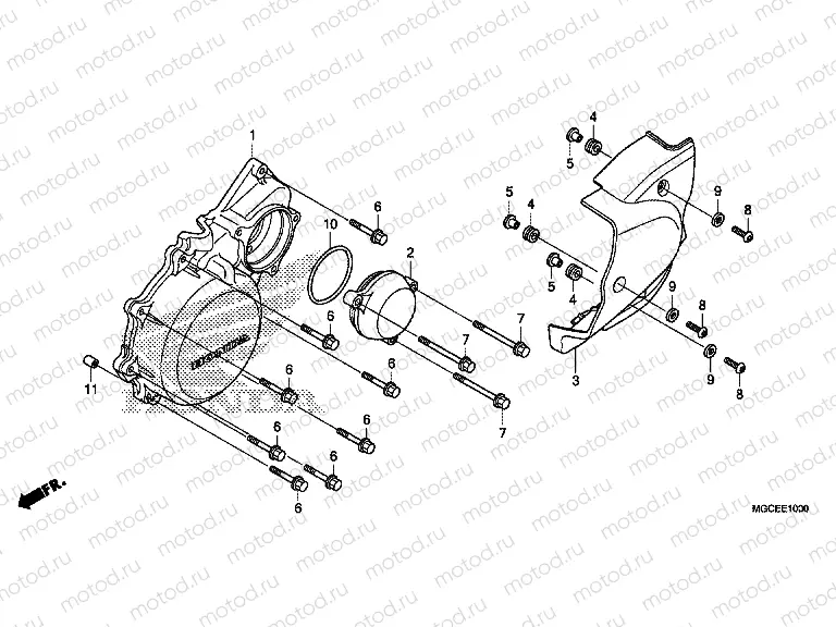 E-10 LEFT CRANKSHAFT COVER