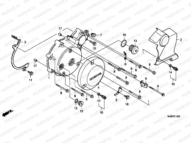 E-10 LEFT CRANKSHAFT COVER / A.C. GENERATOR COVER