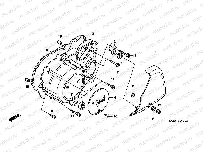 E-10 LEFT CRANKSHAFT COVER (VT1100CS / CT)