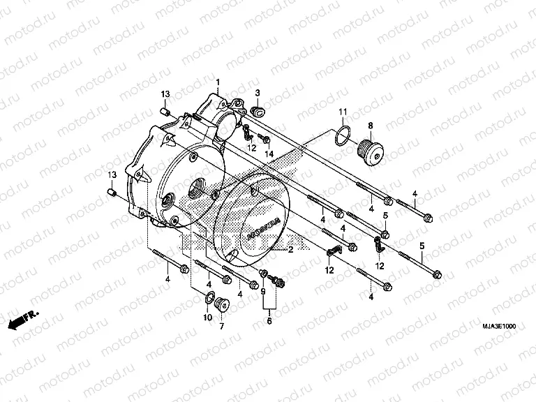 E-10 LEFT CRANKSHAFT COVER (VT750C / C2S / CA / CS)