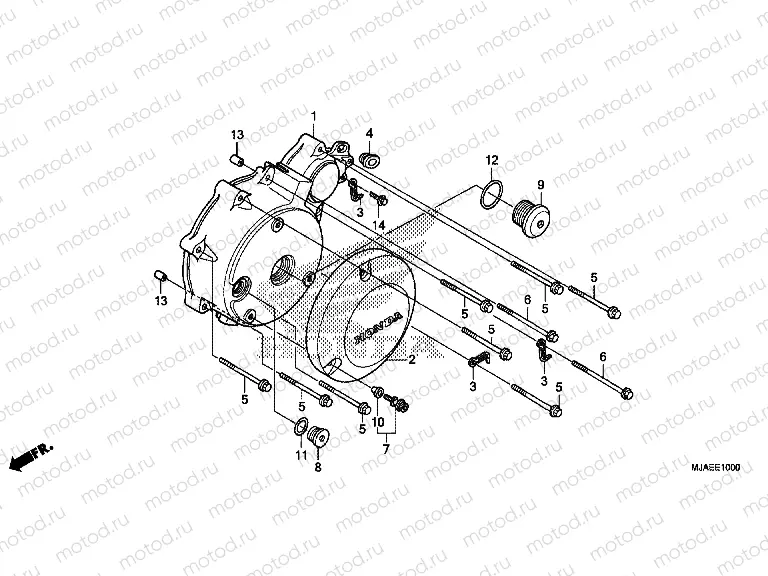 E-10 LEFT CRANKSHAFT COVER (VT750CS / C2B / C2S / C)