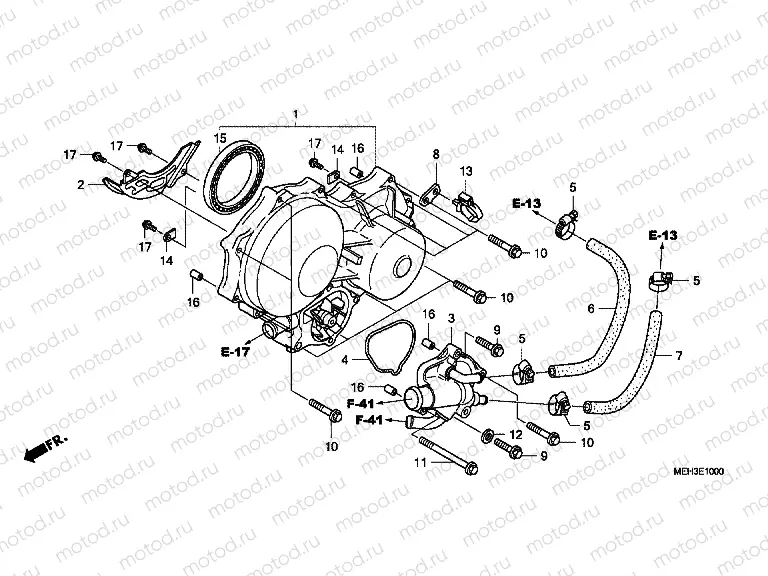 E-10 LEFT CRANKSHAFT COVER / WATER PUMP