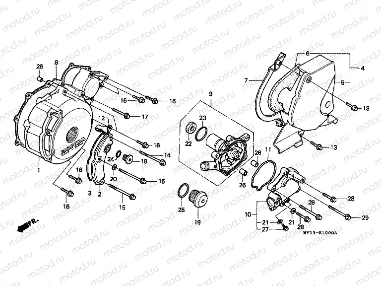 E-10 LEFT CRANKSHAFT COVER / WATER PUMP