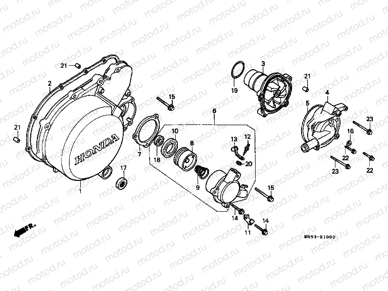 E-10 LEFT CRANKSHAFT COVER / WATER PUMP