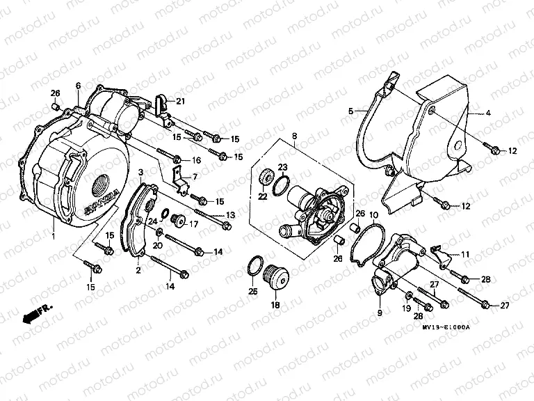 E-10 LEFT CRANKSHAFT COVER / WATER PUMP / REAR COVER
