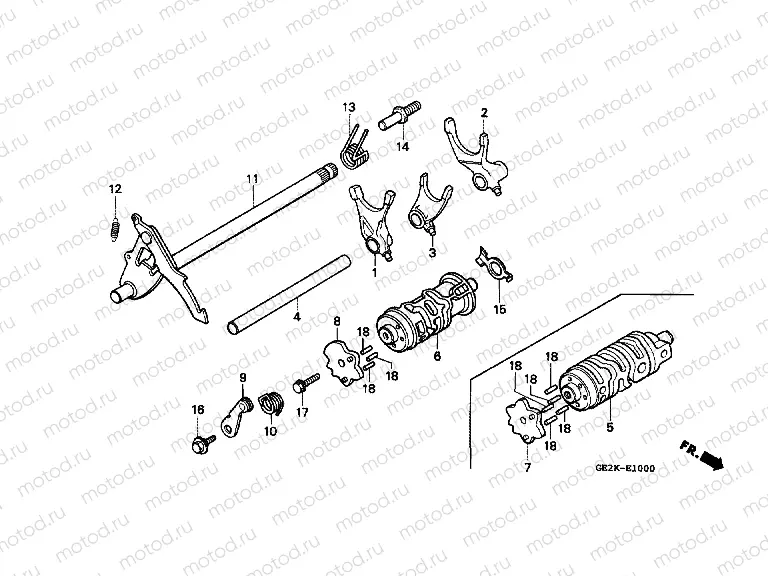 E-10 TRANSMISSION DRUM / CLUTCH FORK