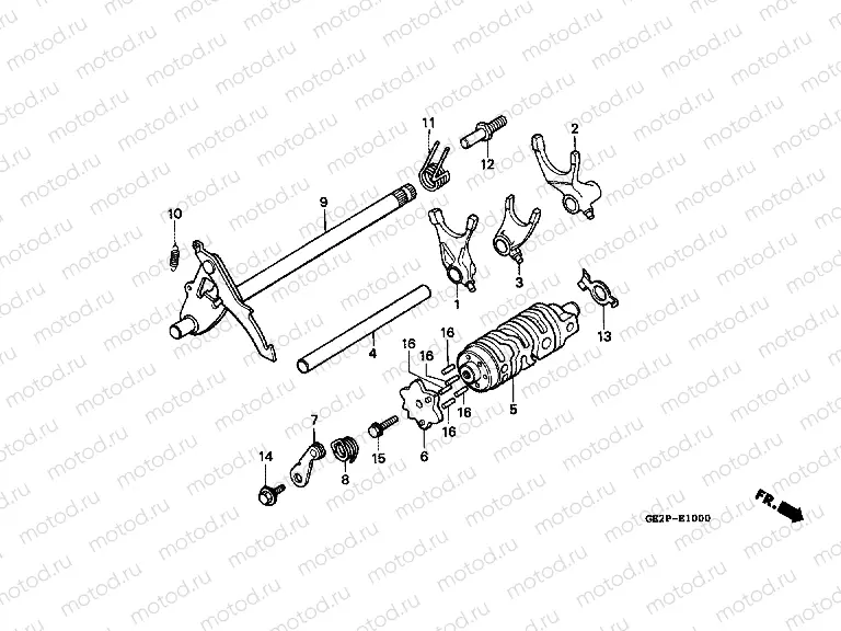 E-10 TRANSMISSION DRUM / CLUTCH FORK