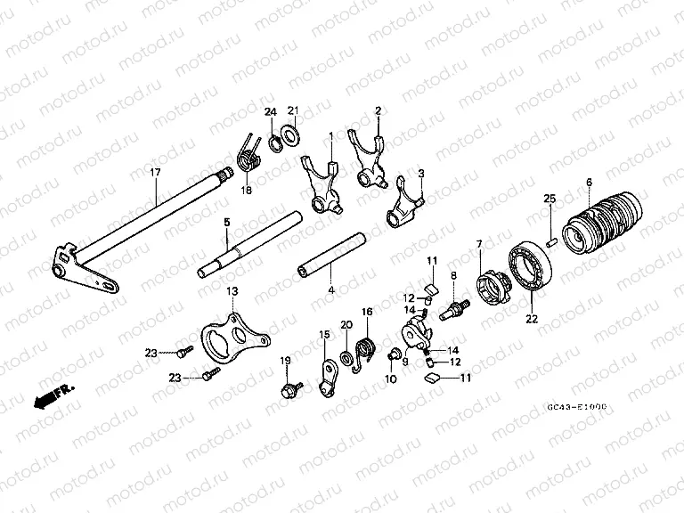 E-10 TRANSMISSION DRUM / CLUTCH FORK