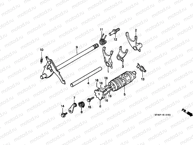 E-10 TRANSMISSION DRUM / GEAR SWITCH FORK