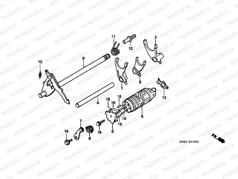 E-10 TRANSMISSION DRUM / GEAR SWITCH FORK