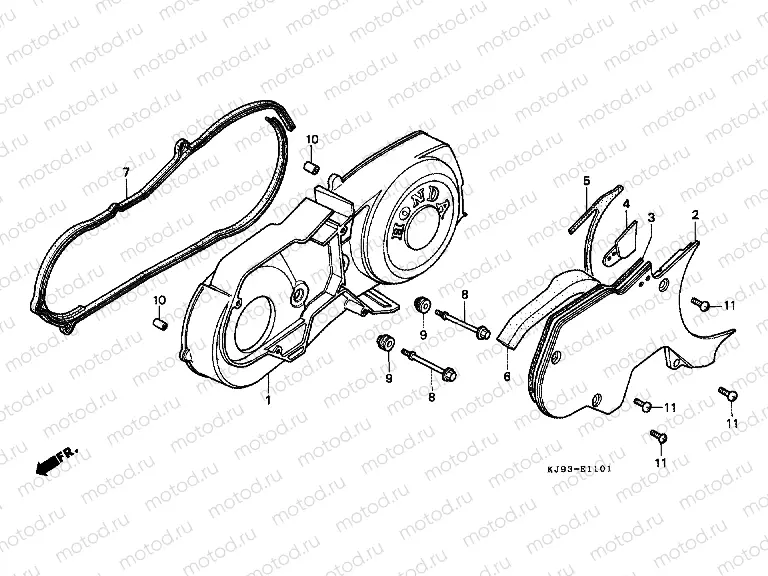 E-11-1 LEFT CRANKSHAFT COVER (CH125G / J / L / M / N / P / R)