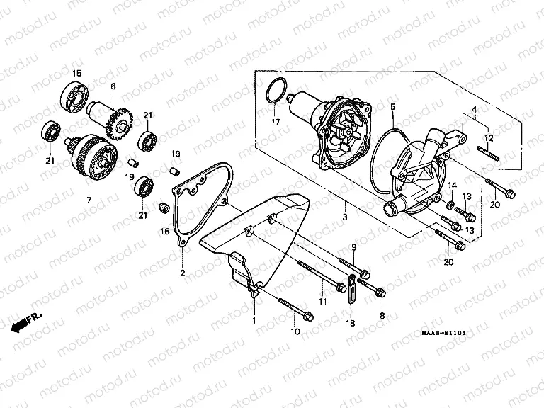 E-11-1 WATER PUMP (VT1100CV / CW / C2)