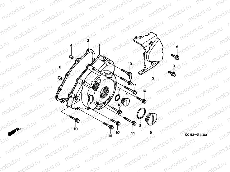 E-11 LEFT CRANKSHAFT COVER