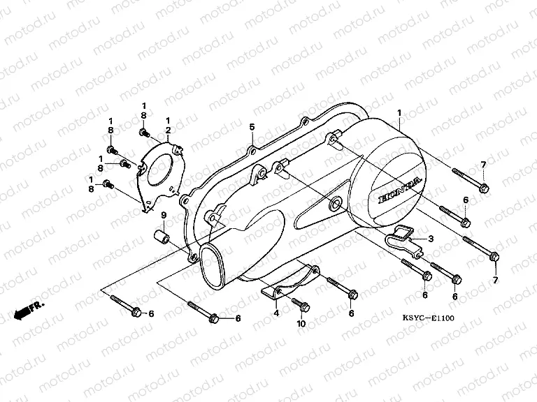 E-11 LEFT CRANKSHAFT COVER (SC1255,6,8)