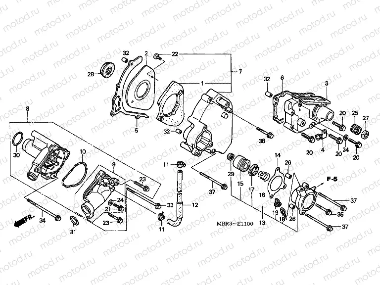 E-11 LEFT REAR COVER / WATER PUMP