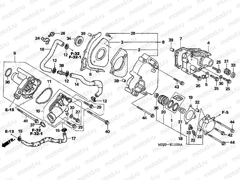 E-11 LEFT REAR COVER / WATER PUMP