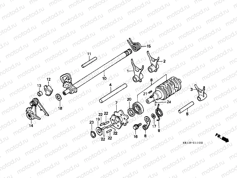 E-11 TRANSMISSION DRUM / CLUTCH FORK