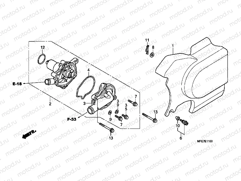 E-11 WATER PUMP / LEFT REAR COVER