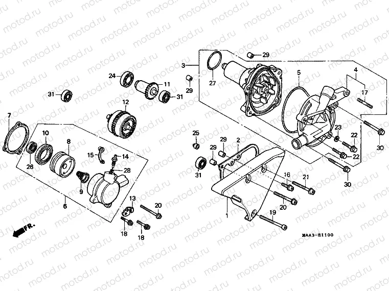 E-11 WATER PUMP (VT1100CS / CT)