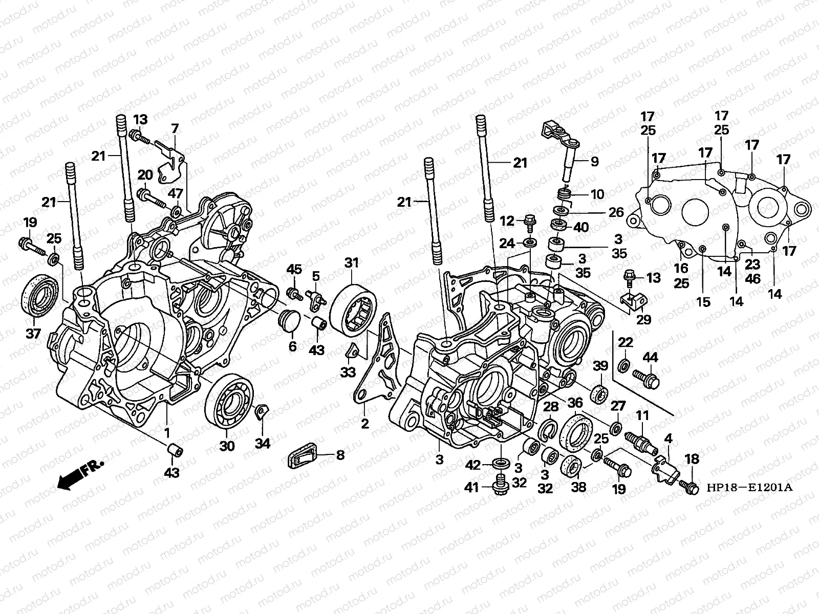 E-12-1 CRANKCASE (TRX450R6,7,8/ER6,7,8)