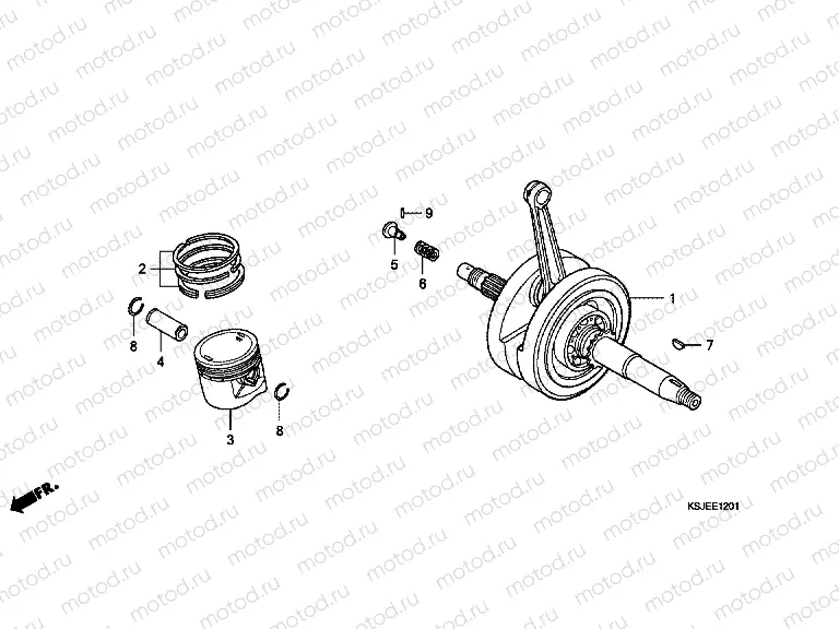 E-12-1 CRANKSHAFT / PISTON (CRF100F)