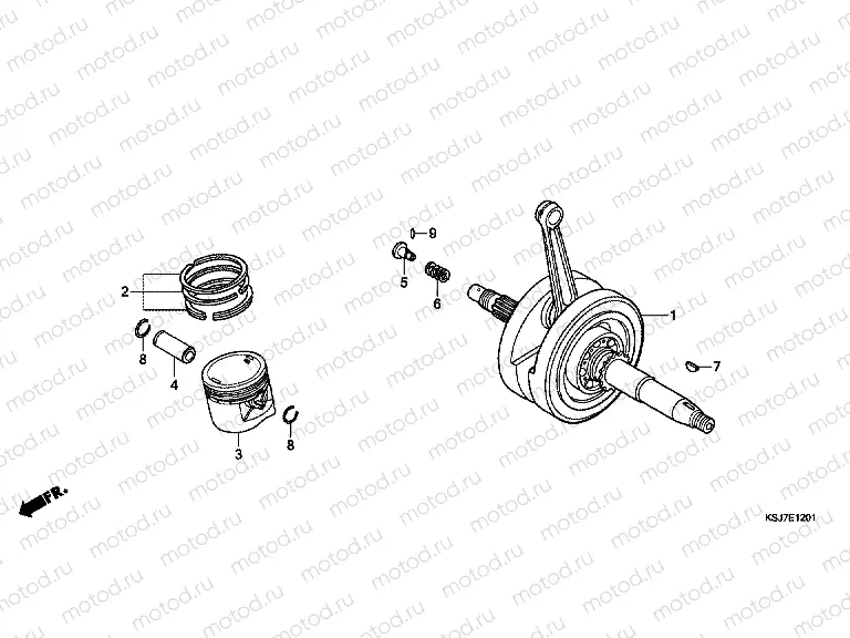 E-12-1 CRANKSHAFT / PISTON (CRF100F)