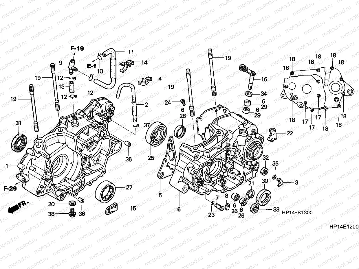 E-12 CRANKCASE (TRX450R4,5)