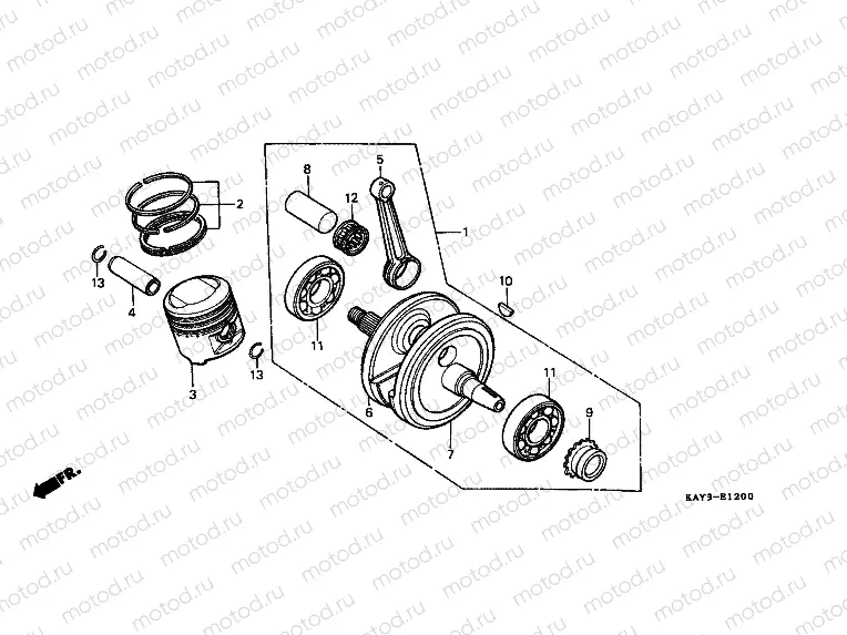 E-12 CRANKSHAFT / PISTON