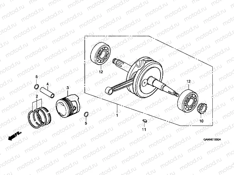 E-12 CRANKSHAFT / PISTON