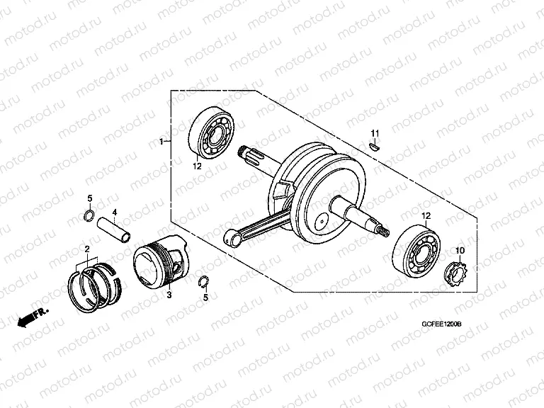 E-12 CRANKSHAFT / PISTON