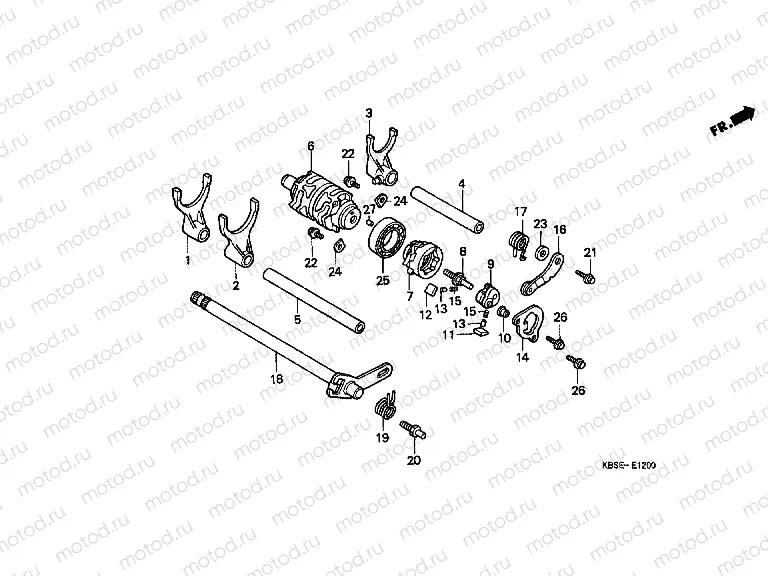 E-12 TRANSMISSION DRUM / CLUTCH FORK