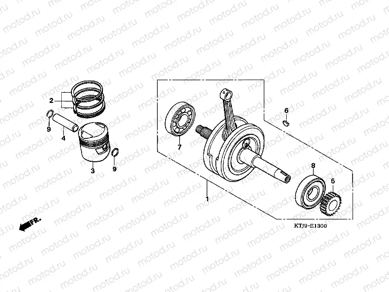 E-13 CRANKSHAFT / PISTON (CGR125SH5,8)