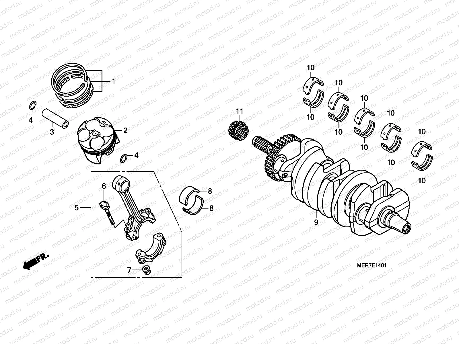 E-14-1 CRANKSHAFT / PISTON (CBF600S8 / SA8 / N8 / NA8)
