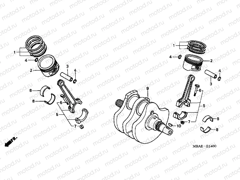 E-14 CRANKSHAFT / PISTON