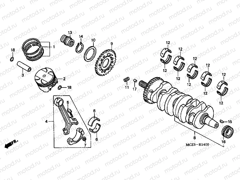 E-14 CRANKSHAFT / PISTON