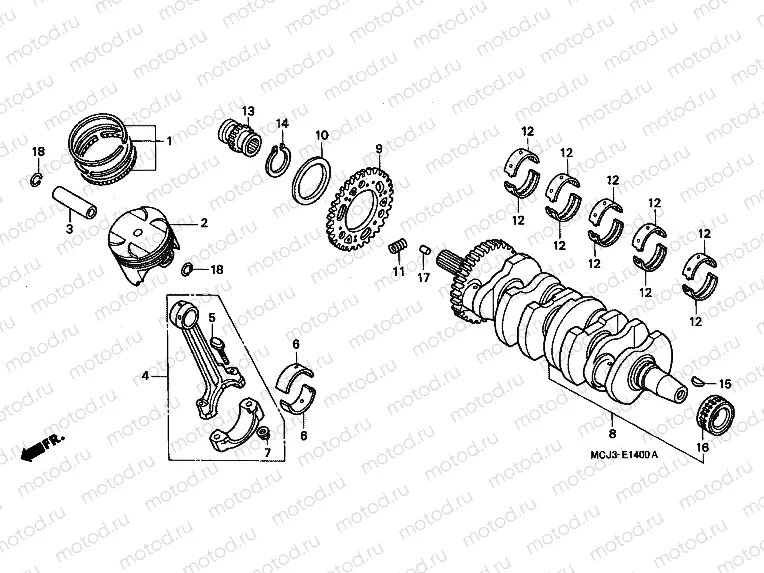 E-14 CRANKSHAFT / PISTON